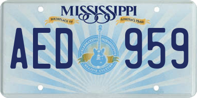 MS license plate AED959