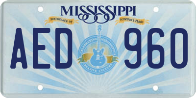 MS license plate AED960
