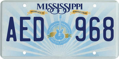 MS license plate AED968