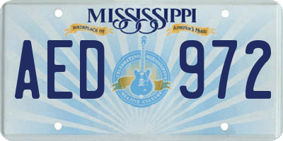 MS license plate AED972