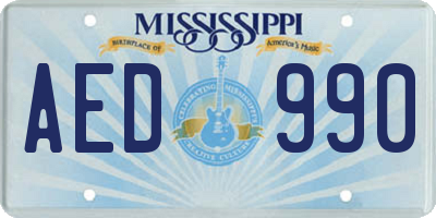 MS license plate AED990