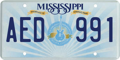 MS license plate AED991