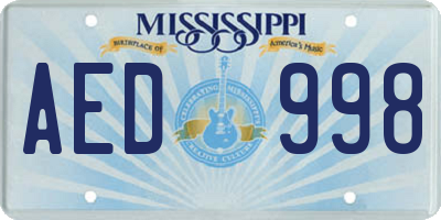 MS license plate AED998