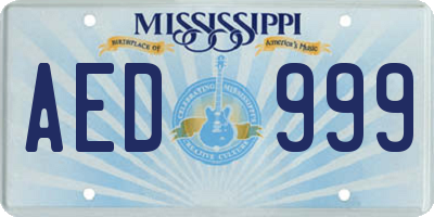 MS license plate AED999