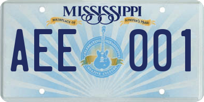 MS license plate AEE001