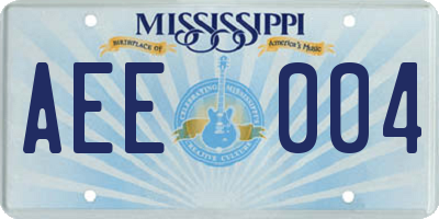MS license plate AEE004