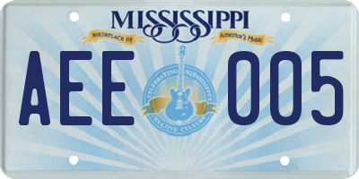 MS license plate AEE005