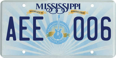 MS license plate AEE006