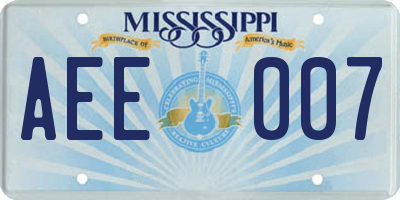 MS license plate AEE007