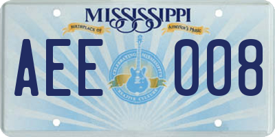 MS license plate AEE008