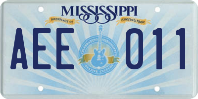 MS license plate AEE011