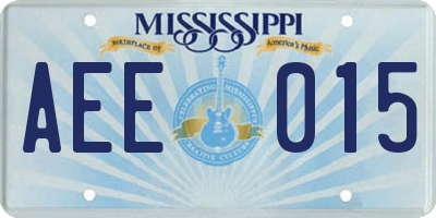 MS license plate AEE015
