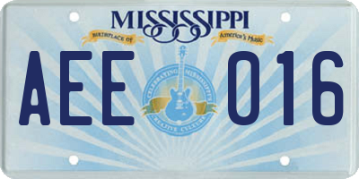 MS license plate AEE016