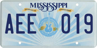 MS license plate AEE019