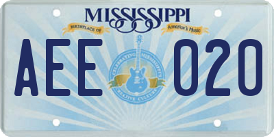MS license plate AEE020