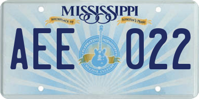 MS license plate AEE022