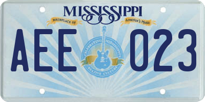 MS license plate AEE023