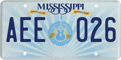 MS license plate AEE026