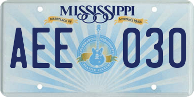 MS license plate AEE030