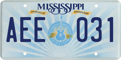 MS license plate AEE031