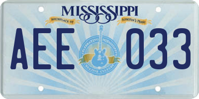 MS license plate AEE033