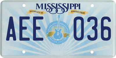 MS license plate AEE036