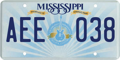 MS license plate AEE038