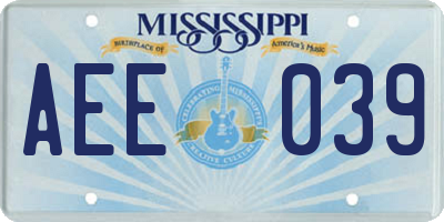 MS license plate AEE039