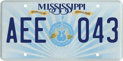 MS license plate AEE043