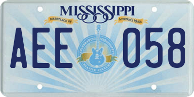 MS license plate AEE058