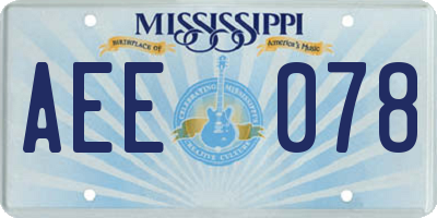 MS license plate AEE078