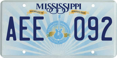MS license plate AEE092