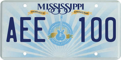 MS license plate AEE100