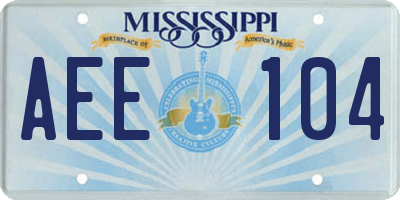 MS license plate AEE104