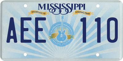 MS license plate AEE110
