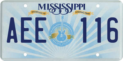 MS license plate AEE116