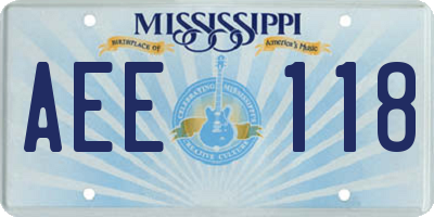 MS license plate AEE118
