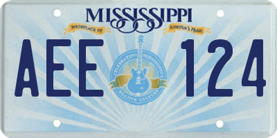 MS license plate AEE124