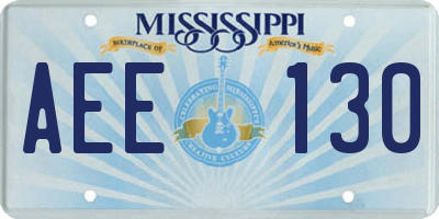 MS license plate AEE130