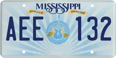 MS license plate AEE132