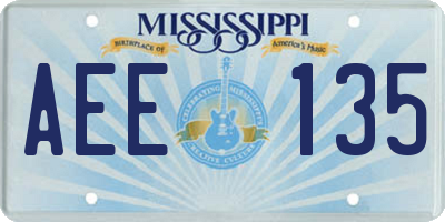 MS license plate AEE135
