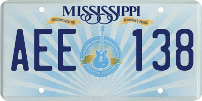 MS license plate AEE138