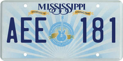 MS license plate AEE181