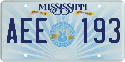 MS license plate AEE193