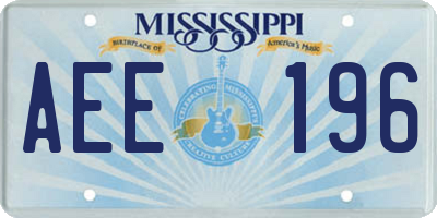 MS license plate AEE196