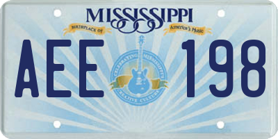 MS license plate AEE198