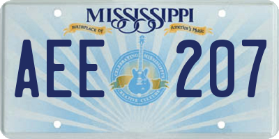 MS license plate AEE207