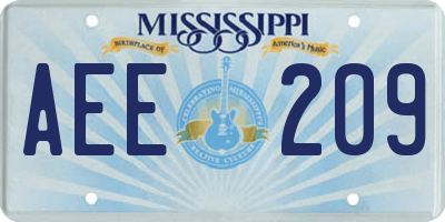 MS license plate AEE209
