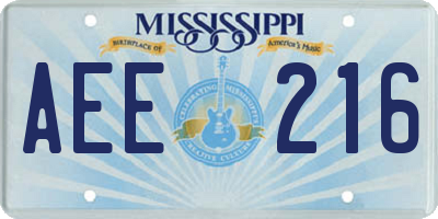 MS license plate AEE216