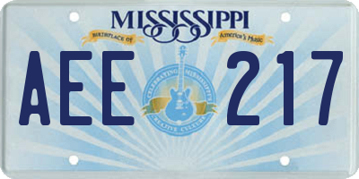 MS license plate AEE217